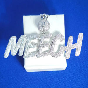 Personnalisable 925 Argent VVS Lab Grown Diamant Lettre Pendentif À La Mode Personnalisé Bijoux Rhodium pour Hommes pour les Fêtes - Product Image 1