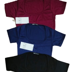 เสื้อผู้หญิง ลายเรียบ ผ้าถักนุ่ม แขนสั้น ระบายอากาศได้ดี ผ้าฝ้าย 100% มีสไตล์ ใส่สบายสำหรับฤดูร้อน - Product Image 1