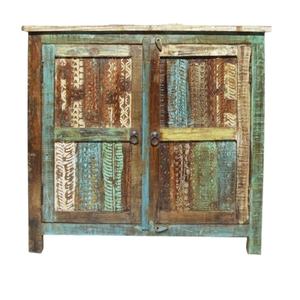 Aparador de 2 puertas de madera recuperada encalada rústica Vintage acabado a mano muebles indios de madera antiguos - Product Image 1