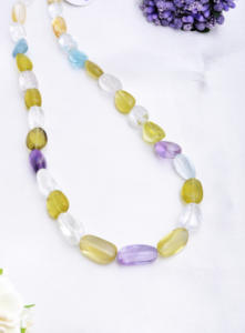 สร้อยคอหินกึ่งมัลติเจมสโตนแบบเรียบ l 16 นิ้ว หินธรรมชาติผสมแบบเรียบสำหรับทำเครื่องประดับชั้นดี - Product Image 5