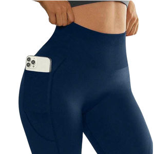 Leggings de Yoga Personalizados de Cintura Alta con Bolsillo Lateral, 220g, Nailon y Spandex, Elásticos, Largos hasta el Tobillo, para Mujer - Product Image 3