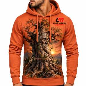 Sudadera con Capucha Naranja para Hombre de Long Mission Industry, Estampado por Sublimación, Corte Regular Informal, Tejido de Felpa de Algodón, Invierno - Product Image 1