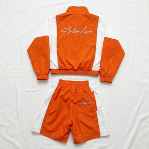 Custom Logo <b>Women</b> Windbreaker Shorts Set Wholesale Blank Orange Tracksuit Two Piece Zipper <b>Jacket</b> Activewear Casual Solid - Product Image 2