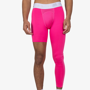 Custom Wholesale <b>Mens</b> Fitness Wear One-Leg <b>Compression</b> <b>Tights</b> Elastic Waist Anti-Bacterial Breathable Quick Dry - Product Image 4