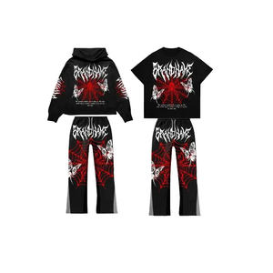 Pantalon d'hiver épais 100% coton respirant à séchage rapide, imprimé avec strass, design personnalisé, coupe droite, bas évasé - Product Image 5