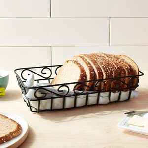 Luxury Black Metal Wire <b>Storage</b> <b>Basket</b> Decorative Scroll Design Organizer <b>Basket</b> for Kitchen Bathroom Pantry Countertop Fruit Br - Product Image 4