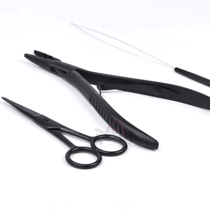 Pince professionnelle pour extensions capillaires, outil d'ouverture et de fermeture de micro-anneaux et kit d'enfilage de boucles avec étui de rangement - Product Image 2