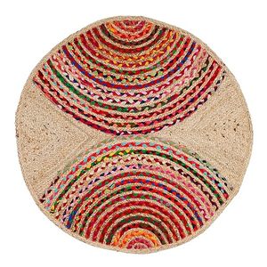 Tapis rond en jute fait main de qualité export |   Design tressé multicolore |   Fabricant indien, approvisionnement en gros - Product Image 4