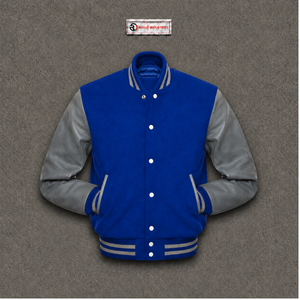 Nueva Chaqueta Varsity Azul Premium de Lana, Corte Regular, Exterior de Poliéster y Algodón, Mangas de PU, Estilo Minimalista y Elegante para Otoño - Product Image 5