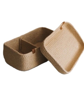 Caja de Almacenamiento de Yute Hecha a Mano con Compartimentos y Tapa, Caja de Yute 100% Natural de Alta Calidad, Color y Logotipo Personalizables - Product Image 3