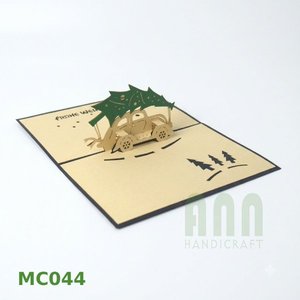 Tarjeta de Felicitación Navideña con Árbol de Navidad Cortado con Láser 3D Personalizado, Papel de Impresión por Transferencia Térmica con Relieve, Estilo Japandi, Hecho en Hanói ANN - Product Image 3