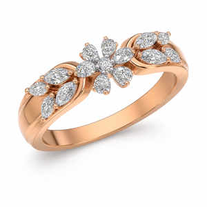 Anillo floral con diamantes cultivados en laboratorio inspirado en la naturaleza, anillo de compromiso con racimo de hojas y flores, joyería fina para mujer - Product Image 1