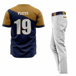 Ensemble de vêtements d'équipe de baseball unisexe à bas prix, maillot personnalisé, pantalon, tissu respirant, vêtements de sport confortables, col en V, manches courtes - Product Image 4
