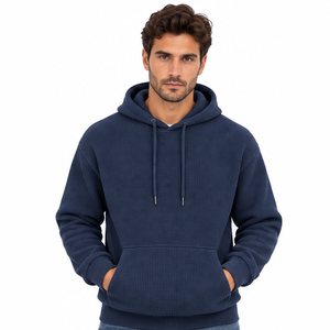 Sweat-shirt à capuche en maille gaufrée pour homme, pull thermique à manches longues, décontracté, streetwear, sports d'hiver, personnalisable, vente en gros, mode - Product Image 1