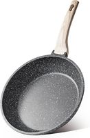 Poêle à frire profonde multifonctionnelle antiadhésive moderne et durable de 24 cm avec couvercle en verre, compatible induction, en fonte d'aluminium portable pour cuisine