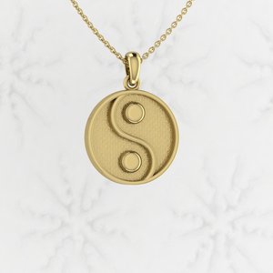 Pendentif Breloque à Monture Vierge 22mm en Or 18 carats et Argent 925, Motif Yin Yang, pour Remplissage de Résine de Lait Maternel, Composant de Bijoux Souvenir - Product Image 1