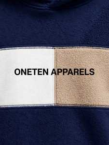 Sudadera con Capucha para Hombre Oneten, Forrada, con Bloques de Color, Manga Larga, 100% Algodón, Azul Marino, Beige, Blanco - Product Image 4