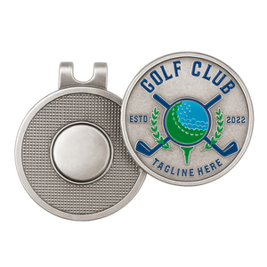 Marqueur de balle de golf en métal personnalisé avec logo de club sportif et clip pour chapeau - Product Image 1