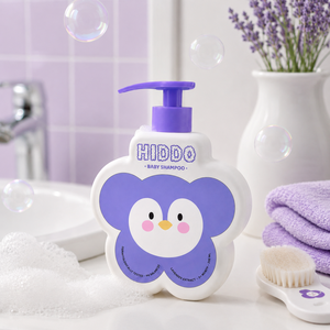 Bouteille de shampooing pour bébé en plastique HDPE en forme de fleur, 200 ml, 300 ml, blanche, avec bouchon pompe, pour les soins des bébés, fabricant d'usine au Vietnam - Product Image 3