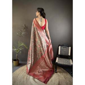 Vrundavan Dharmavaram Soft Silk Saree-Elegant Handwoven Silk <b>Shawl</b> - Product Image 5