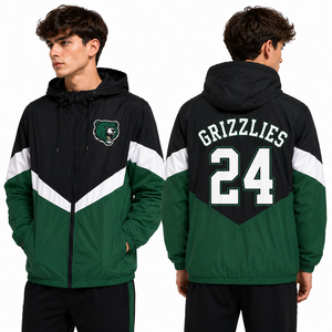 Chaqueta Cortavientos Personalizada para Hombre con Logotipo Bordado de Hayes Deer, Nombre y Número en la Espalda, con Capucha, Ropa Deportiva al por Mayor, OEM, Cierre de Cremallera - Product Image 3