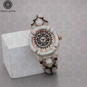 Montre de luxe Charm Jewels en acier inoxydable, boîtier de 40 mm, incrustée de diamants, mouvement mécanique analogique, étanche 10 bars, automatique - Product Image 1