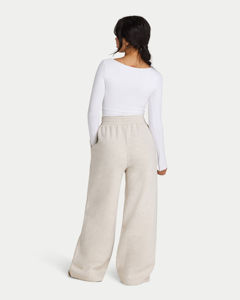 <b>Women</b>’s Wide <b>Leg</b> Fleece Sweatpants Relaxed Fit Elastic Waist Casual Lounge Trousers Soft <b>Straight</b> Cut Everyday Comfort Fashion P - Product Image 4
