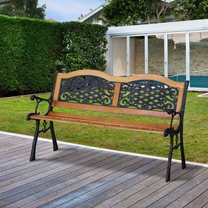 Panca da esterno in legno a doghe da 15 metri per 2 persone, finitura teak con gambe in acciaio inossidabile e schienale inclinato per patio, giardino, cortile o centro commerciale - Product Image 2
