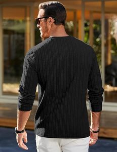 เสื้อยืดแขนยาวผู้ชาย คอกลม สวมใส่สบาย ผ้าถักยืดหยุ่น มีกระเป๋า - Product Image 3