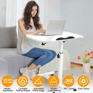 Mobile Standing Desk 90-Degree Tiltable Portable Overbed Bedside <b>Table</b> Height <b>Adjustable</b> Rolling Laptop Cart Computer Desks - Product Image 1