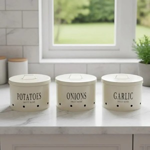 Stackable Cylinder Metal Kitchen <b>Canister</b> <b>Set</b> with Metal Lids Vintage Design Handcrafted Freshness Preservation for Food Storage - Product Image 4