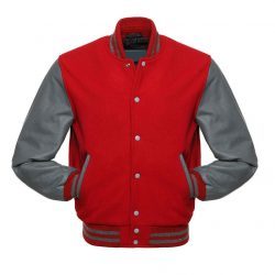 Custom <b>Red</b> <b>Wool</b> Body and Gray Leather Sleeves Stylish Letterman Jackets - Product Image 1