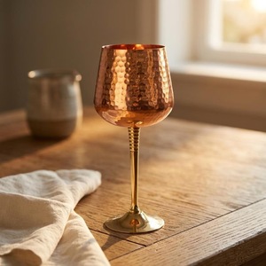Verre à vin en cuivre martelé ILAHI, écologique, portable, moderne, avec couvercles, emballage en boîte blanche, pour la maison, l'hôtel, les fêtes - Product Image 6