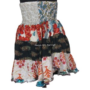 Gypsy Indian Vintage <b>Patchwork</b> Dropped Waist Boho Hippie Festival <b>Skirt</b> Stylish Sexy <b>Skirt</b> Midi Length Cotton Summer Wear - Product Image 2