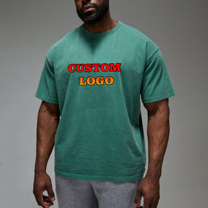 T-shirt Hip Hop personnalisé avec logo pour homme, décontracté, couleur unie, haute qualité, vêtement de sport, personnalisation, 100% coton peigné noir - Product Image 1