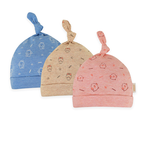 Ensemble de bonnets noués pour nouveau-né ALB16 - Unisexe, tricoté, doux et confortable (3 pièces), 100% coton, style décontracté, bonnet pour bébé - Product Image 3