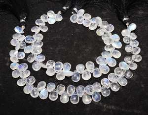 Cuentas facetadas de piedra lunar arcoíris blanca AAA de 7x10 mm, piedra lunar arcoíris blanca tipo briolette de 8 pulgadas, piedra lunar natural para joyería. - Product Image 4