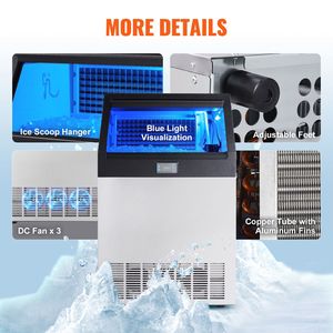 Macchina per il ghiaccio commerciale da cucina a armadio, produzione 265 libbre/24H, 126 cubetti di ghiaccio in 12-15 minuti, capacità 88 libbre - Product Image 6