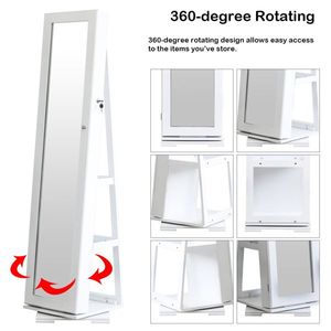 360 Degree Rotation Full Body Mirror Cabinet PVC Film Moisture-Proof Dressing Mirror Super Storage for Jewelry Makeup Vanities - Product Image 5