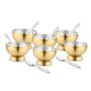 ชามไอศกรีมโลหะทนทาน ถ้วยขนมหวานสแตนเลส ตกแต่งโต๊ะครัวแบบเรียบหรู - Product Image 3