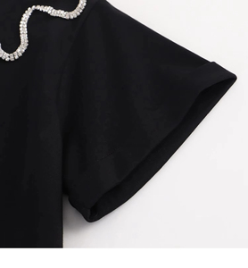 Camisetas personalizadas de nueva moda 100% algodón para hombre con diamantes de imitación, camisetas casuales lisas de alta calidad para hombre - Product Image 2