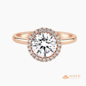 แหวนหมั้นเพชรโมอิสซาไนต์ทรงกลม 14K โรสโกลด์ ประดับเพชรแบบพาเว่ แหวนแต่งงานสุดหรู ของขวัญสำหรับเจ้าสาว - Product Image 1