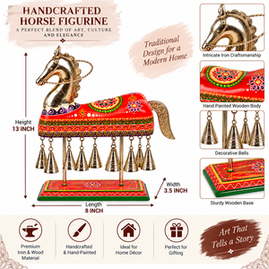 Cloche à cheval en bois peinte à la main, décoration de table pour la maison avec des motifs artistiques indiens traditionnels - Product Image 5