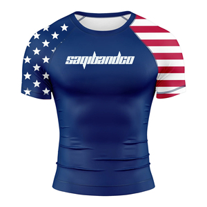 Camiseta de Artes Marciales Mixtas (MMA) Saqibandco con Bandera Americana, Ajustada, de Secado Rápido para Hombre - Product Image 1