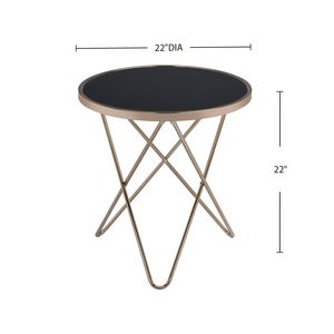 Table basse ronde finition champagne avec plateau en verre noir - Product Image 3
