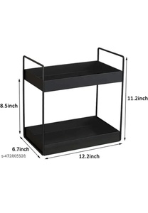 Estante de Especias de Metal Negro de Dos Niveles con Logotipo Personalizado, Diseño Moderno y Sostenible Hecho a Mano para la Encimera de la Cocina - Product Image 2