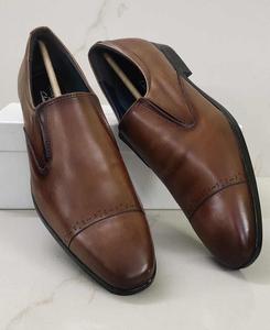 Mocassins en cuir véritable pour hommes, bout carré, couleur unie, chaussures de bureau et de ville, toutes saisons, semelle extérieure en caoutchouc - Product Image 1