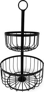 Panier de rangement à fruits vintage à 2 niveaux en fil métallique thermolaqué, écologique et peu encombrant, pour la maison et l'hôtellerie – Prix usine - Product Image 3