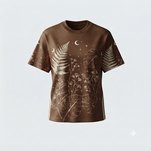 Women's Brown <b>Star</b> Print Crew Neck T-<b>Shirt</b> Regular Fit Short Sleeve Casual Jersey Knitted 100% Organic Cotton Breathable Quick - Product Image 1