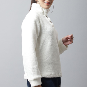 Manteau en fausse fourrure Sherpa pour femme, respirant, chaud, en polaire, décontracté, à capuche, avec fermeture éclair, col zippé, veste pour la neige, confortable, fermeture à boutons - Product Image 3